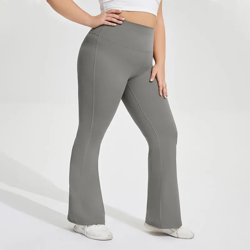 Plus Size Flared High-Waist Stretch Yoga Pants