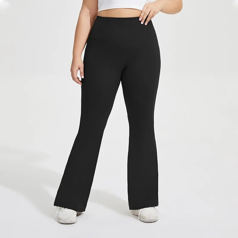 Plus Size Flared High-Waist Stretch Yoga Pants