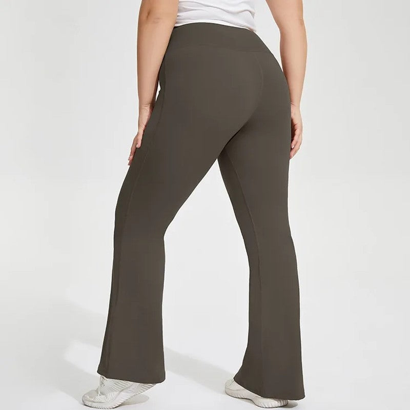 Plus Size Flared High-Waist Stretch Yoga Pants