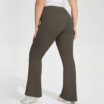Plus Size Flared High-Waist Stretch Yoga Pants