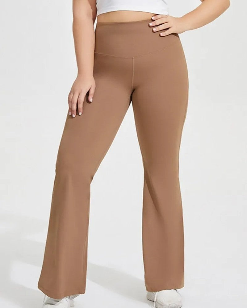 Plus Size Flared High-Waist Stretch Yoga Pants