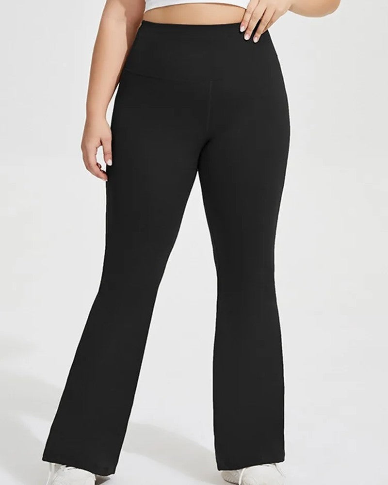 Plus Size Flared High-Waist Stretch Yoga Pants