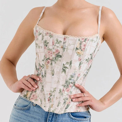 Floral Boned Bustier Corset Top