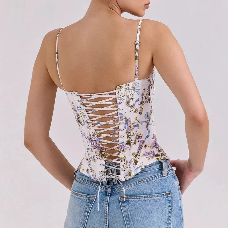 Floral Boned Bustier Corset Top