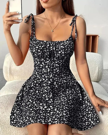 Floral Ruched Adjustable Strap Sundress