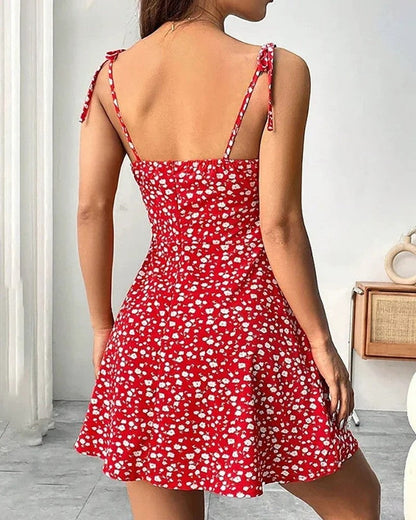 Floral Ruched Adjustable Strap Sundress