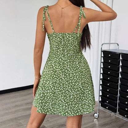 Floral Ruched Tie-Strap Sundress