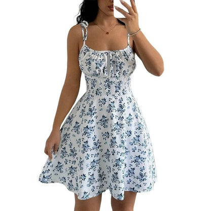 Floral Ruched Tie-Strap Sundress