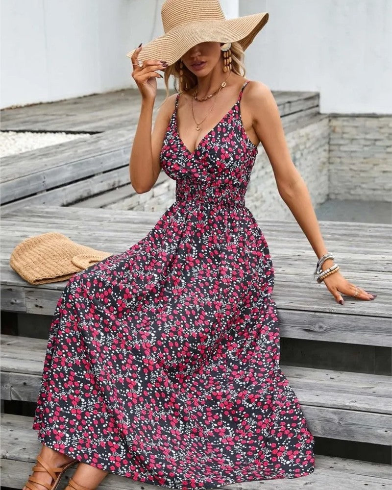 Floral Spaghetti Strap Maxi Robe