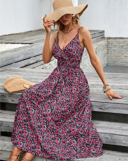 Floral Spaghetti Strap Maxi Robe