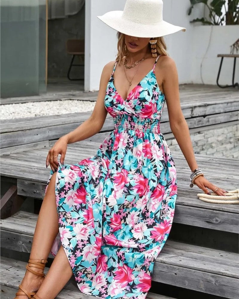 Floral Spaghetti Strap Maxi Robe