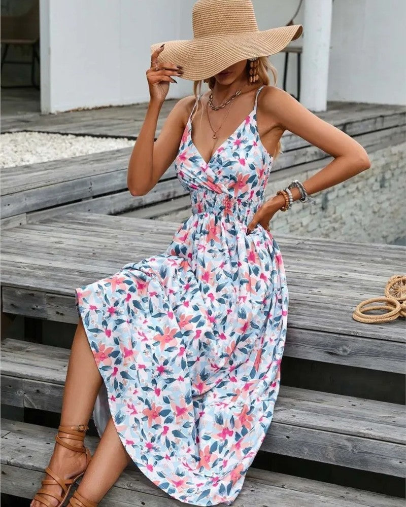 Floral Spaghetti Strap Maxi Robe