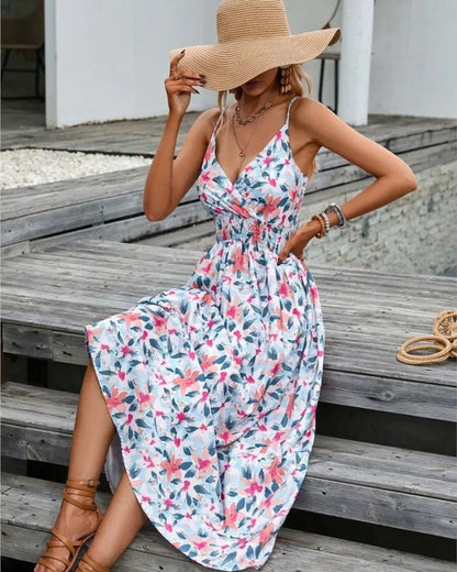 Floral Spaghetti Strap Maxi Robe