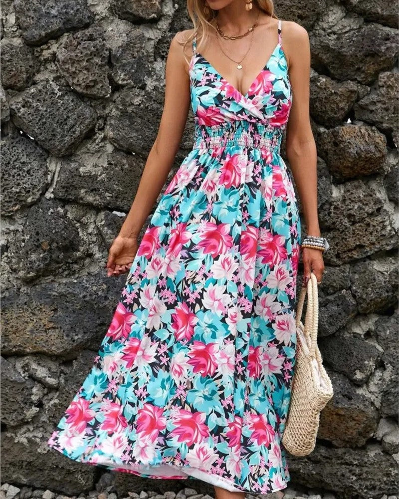 Floral Spaghetti Strap Maxi Robe