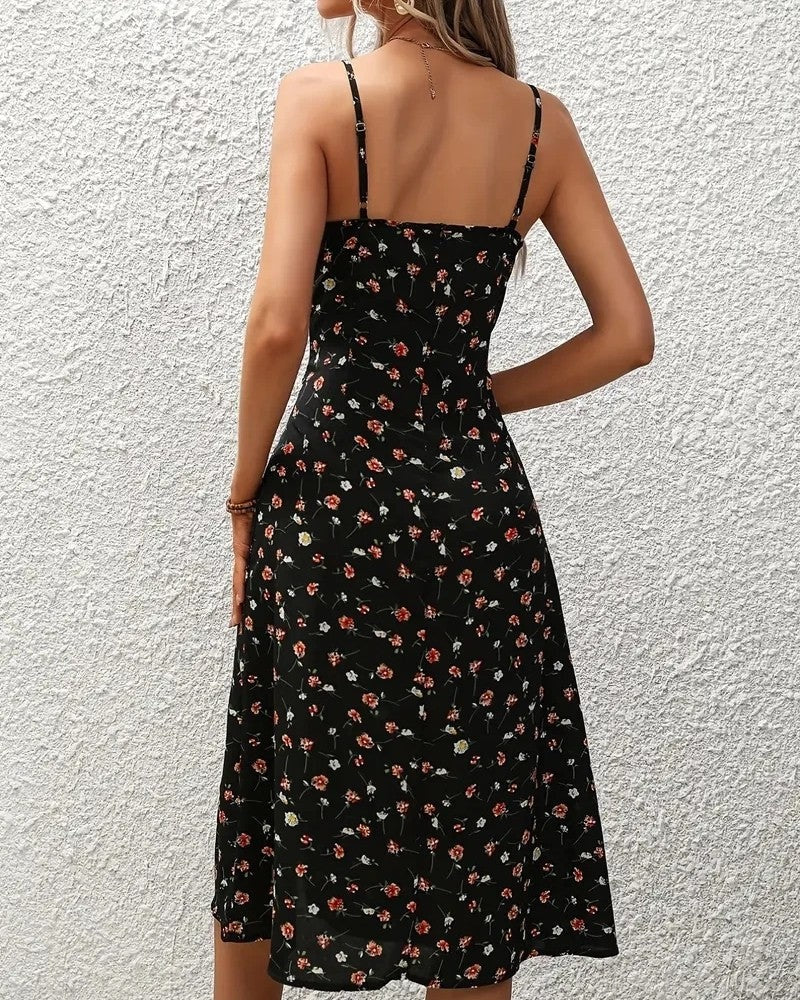 Floral Spaghetti Strap Midi Dress