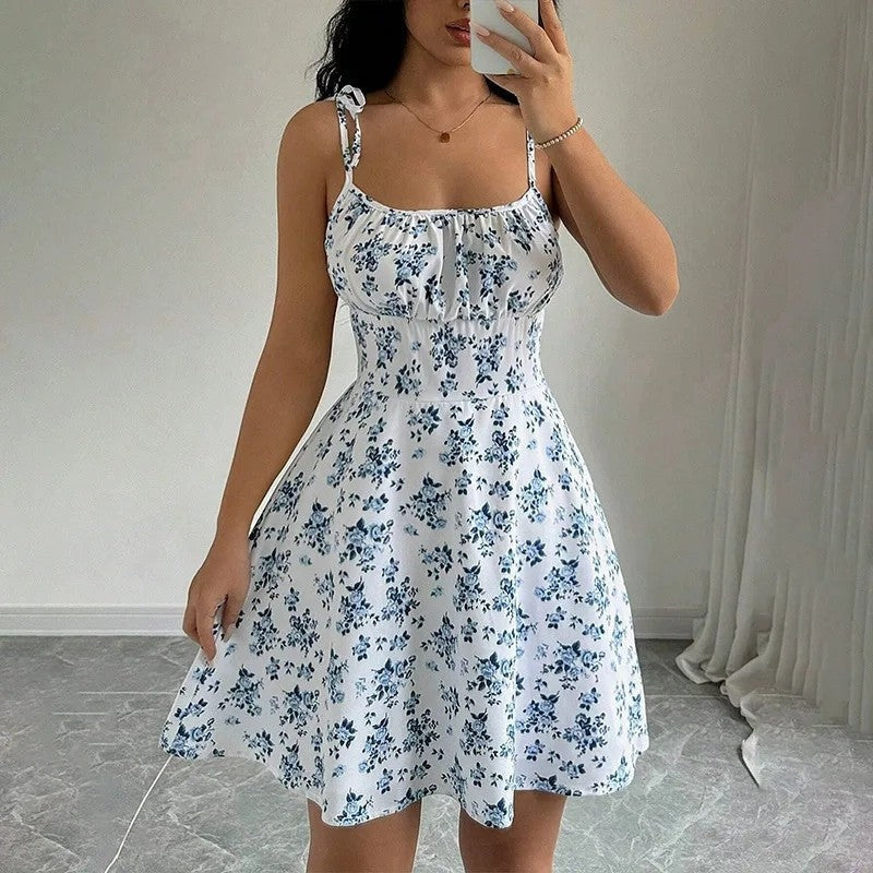 Floral Tie-Strap Fitted Sundress