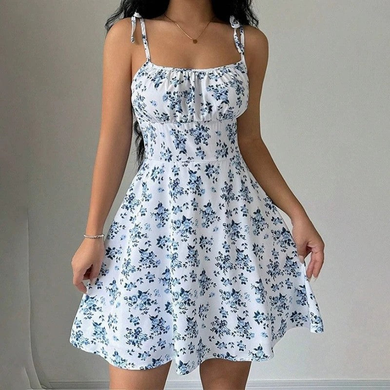 Floral Tie-Strap Fitted Sundress