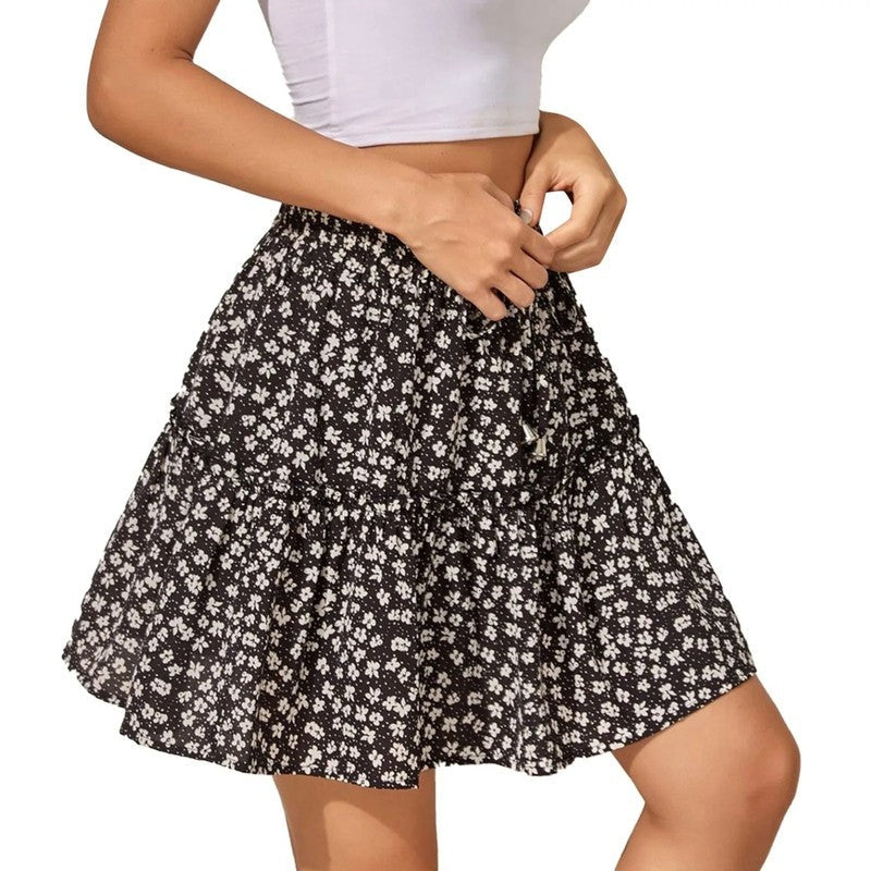 Floral Tiered Ruffle Mini Skirt