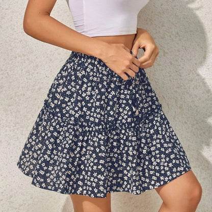 Floral Tiered Ruffle Mini Skirt