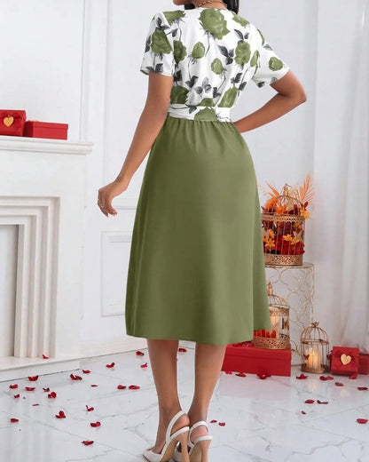 Floral Wrap V-Neck Midi Dress