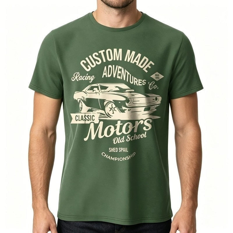 Graphic Crewneck Cotton Car T-Shirt