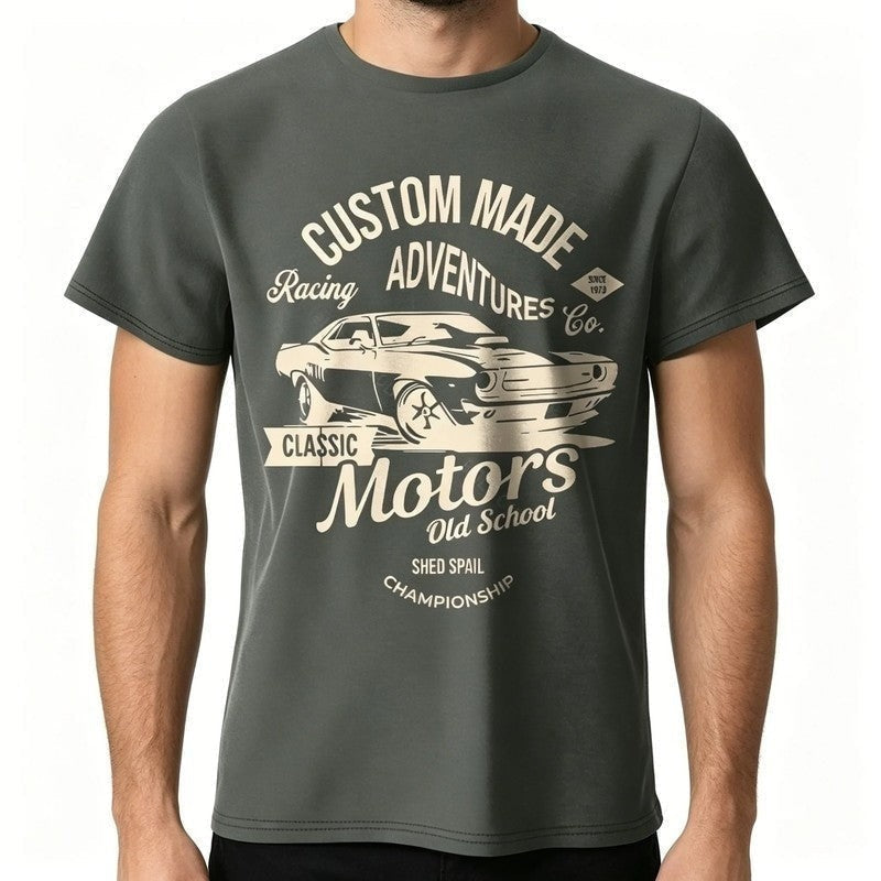 Graphic Crewneck Cotton Car T-Shirt