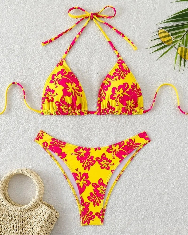 Triangle String Bikini Halter Swimsuit