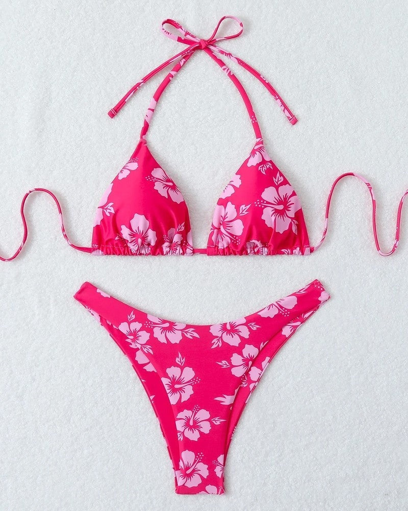 Triangle String Bikini Halter Swimsuit