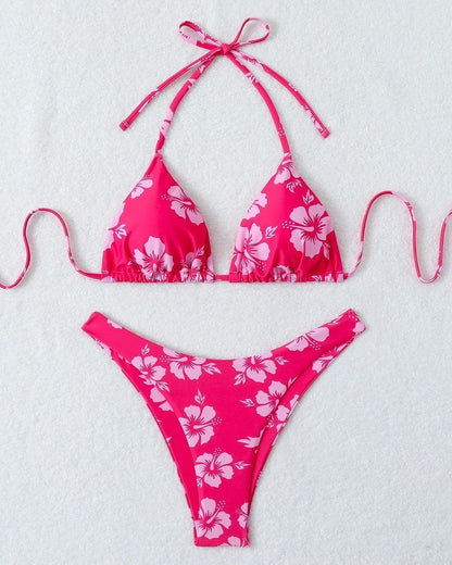 Triangle String Bikini Halter Swimsuit
