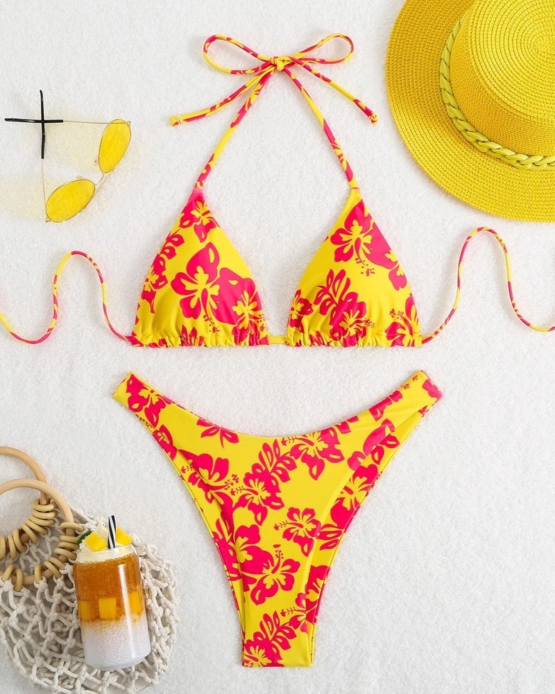 Triangle String Bikini Halter Swimsuit