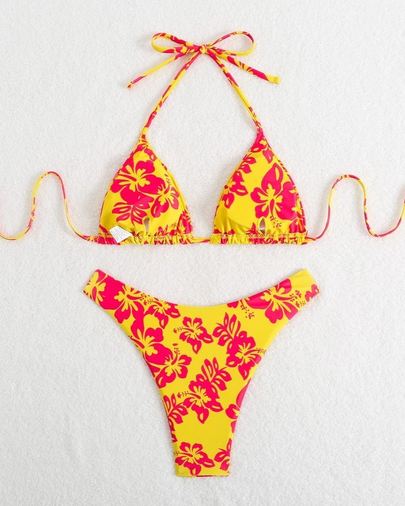 Triangle String Bikini Halter Swimsuit