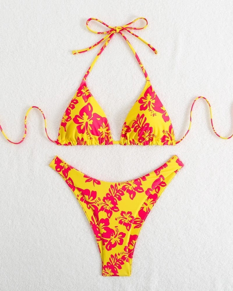 Triangle String Bikini Halter Swimsuit