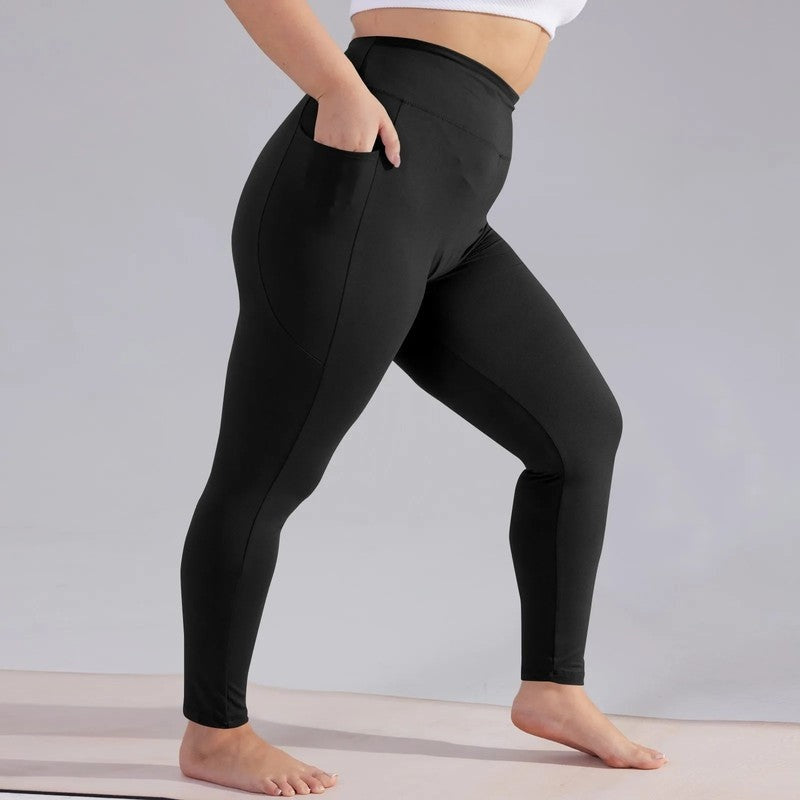 Plus Size High-Waist Pocket Stretch Leggings