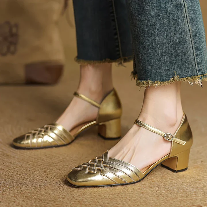 Éliane Leather Block Heels