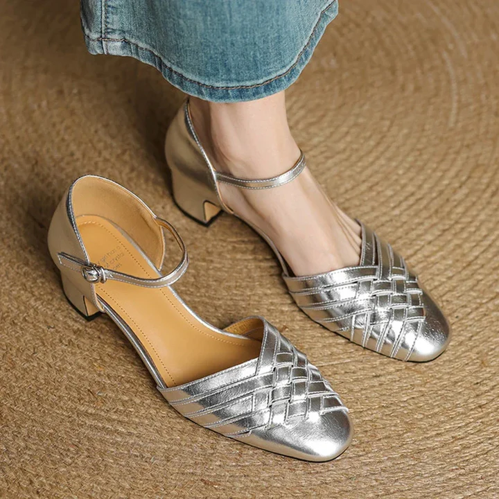 Éliane Leather Block Heels