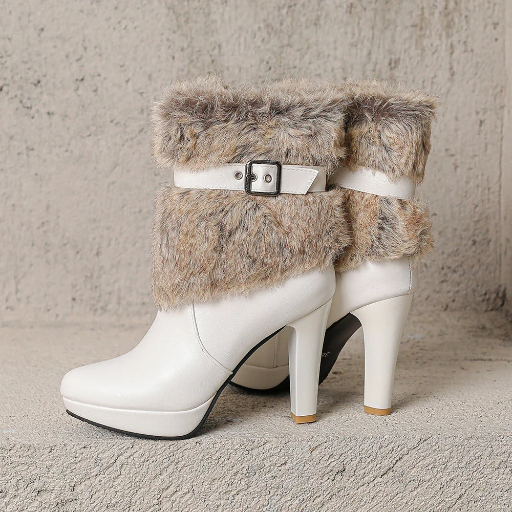 Scarlett Fur-Cuff Heel Boot