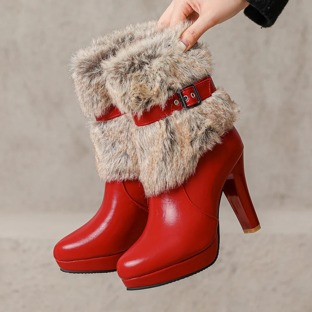 Scarlett Fur-Cuff Heel Boot