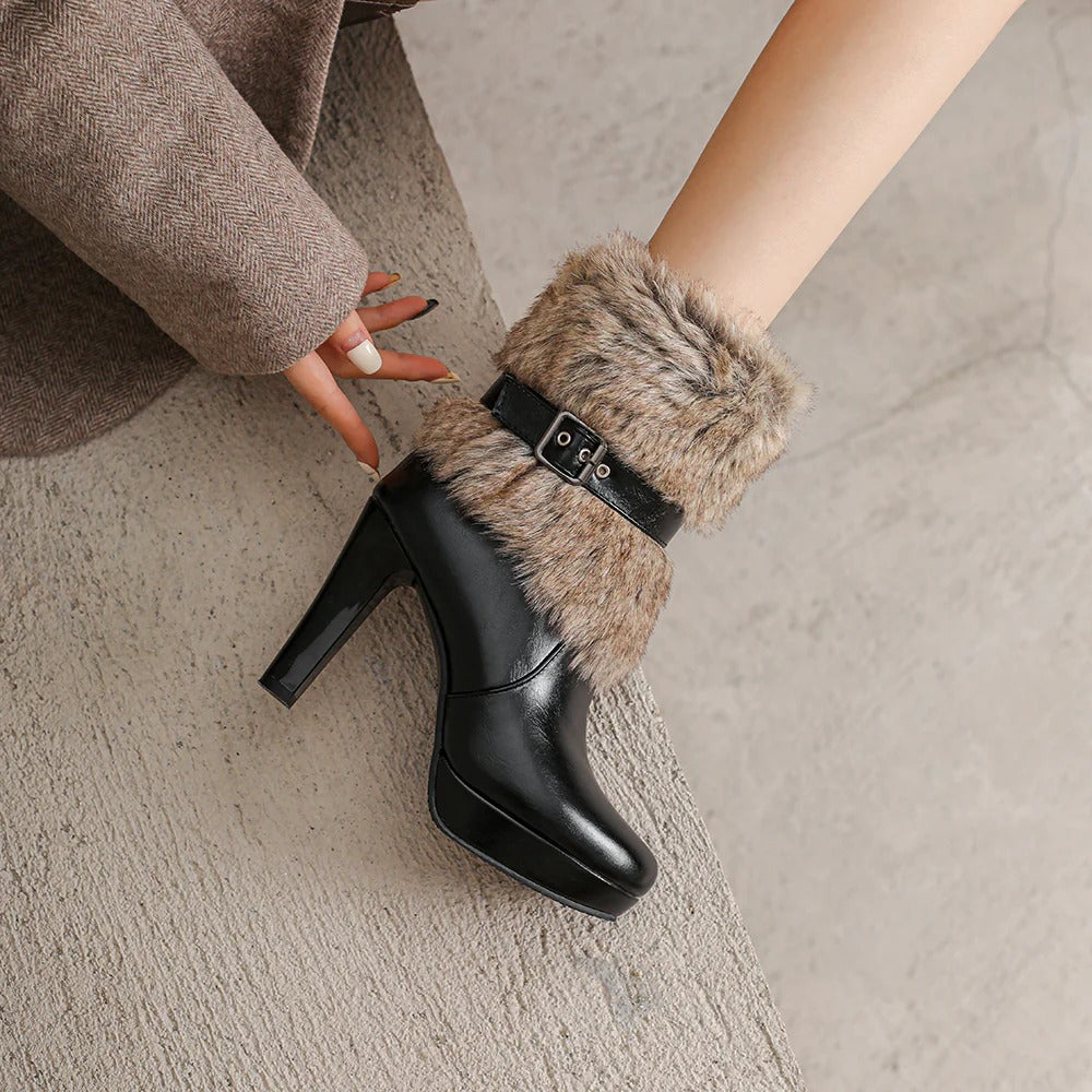 Scarlett Fur-Cuff Heel Boot