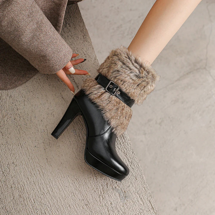 Scarlett Fur-Cuff Heel Boot