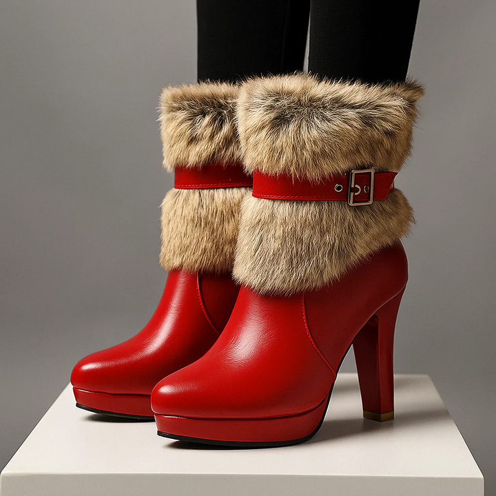 Scarlett Fur-Cuff Heel Boot