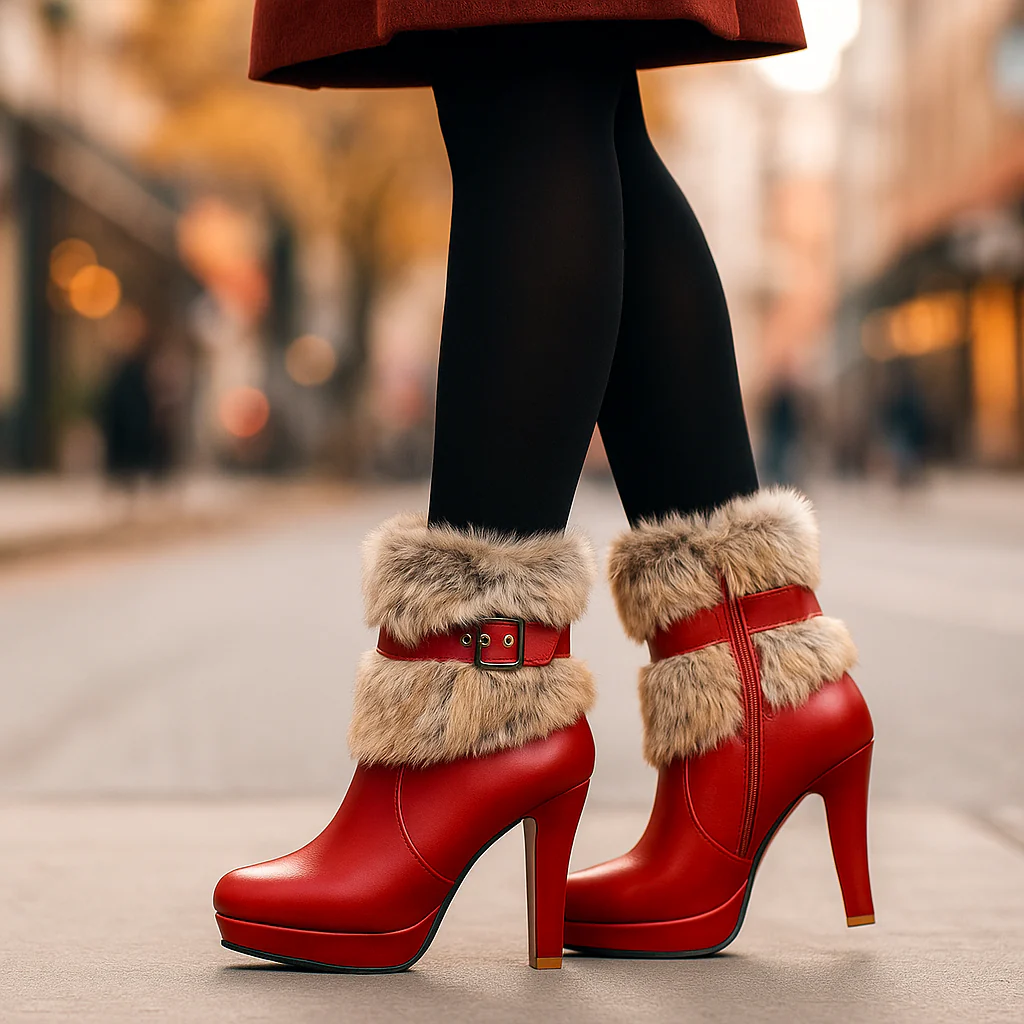 Scarlett Fur-Cuff Heel Boot