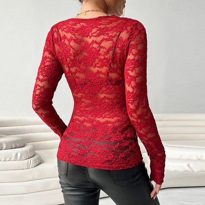 Lace Sheer Long Sleeve Bodysuit