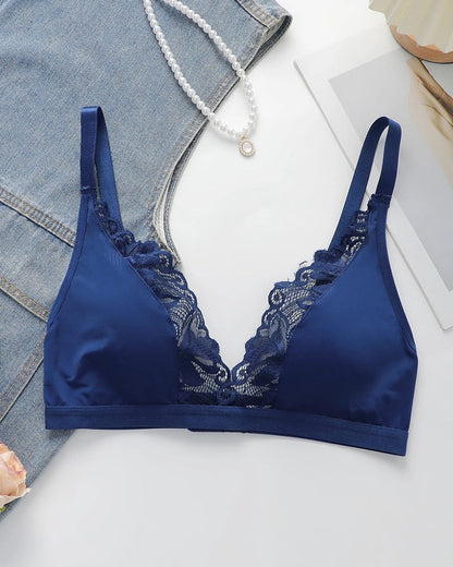 Lace Trim Soft Wireless Bralette