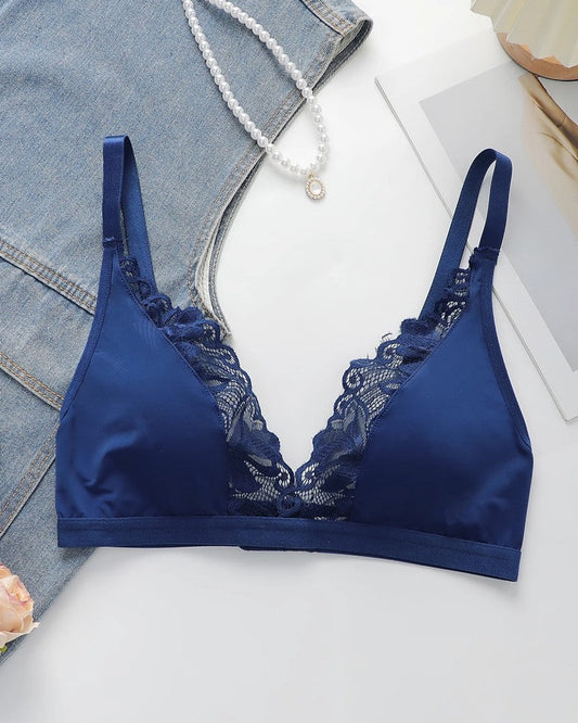 Lace Trim Soft Wireless Bralette