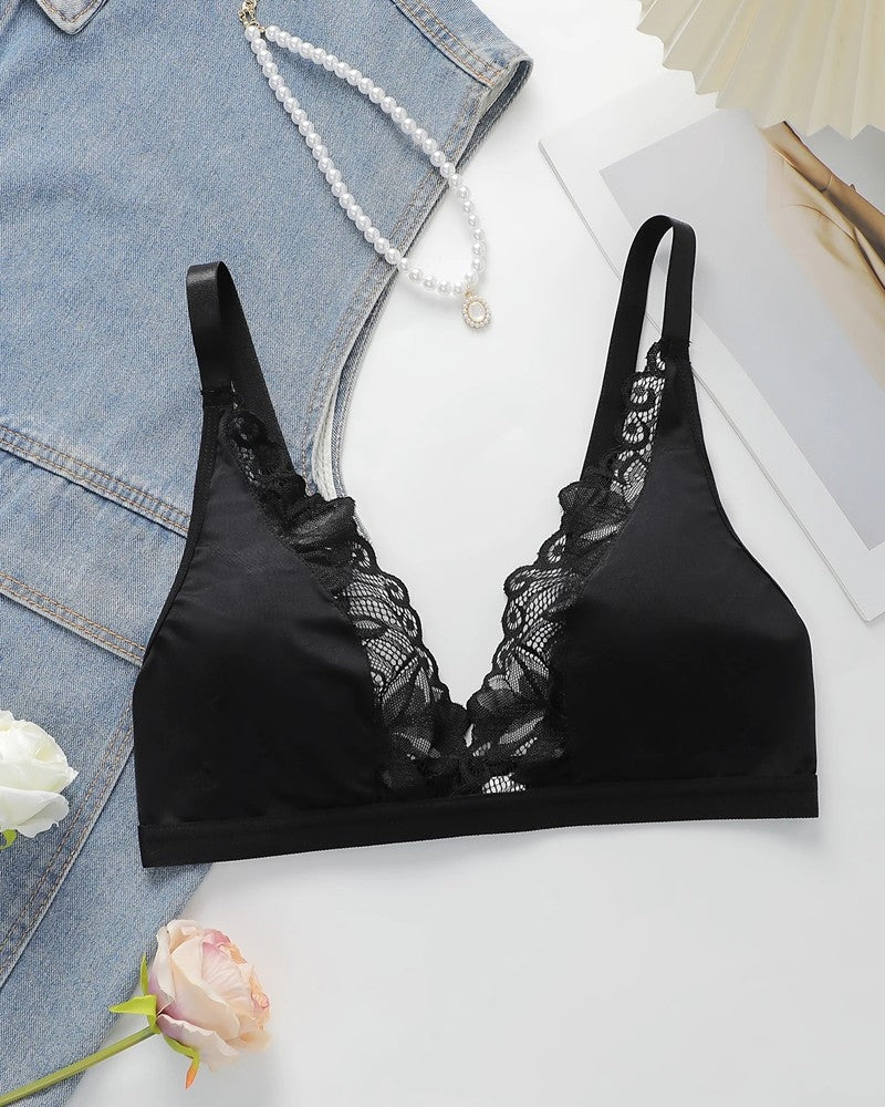 Lace Trim Soft Wireless Bralette