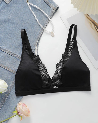 Lace Trim Soft Wireless Bralette