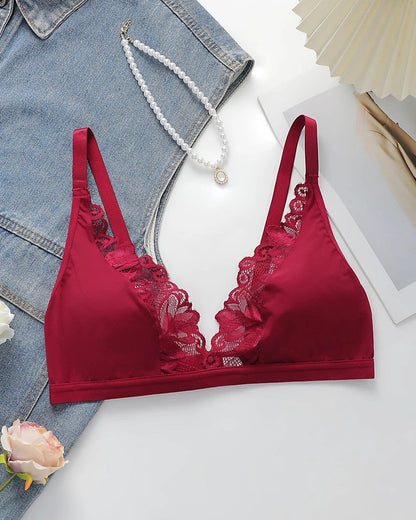 Lace Trim Soft Wireless Bralette