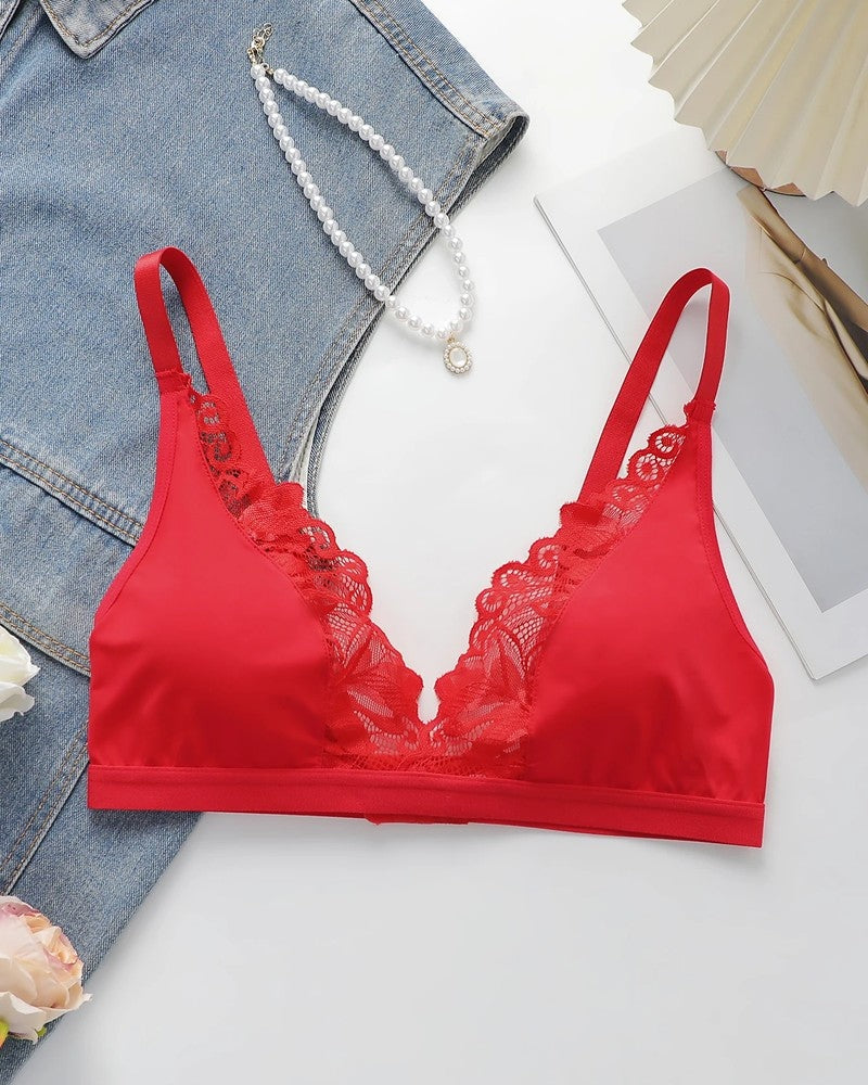Lace Trim Soft Wireless Bralette