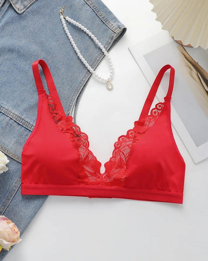 Lace Trim Soft Wireless Bralette