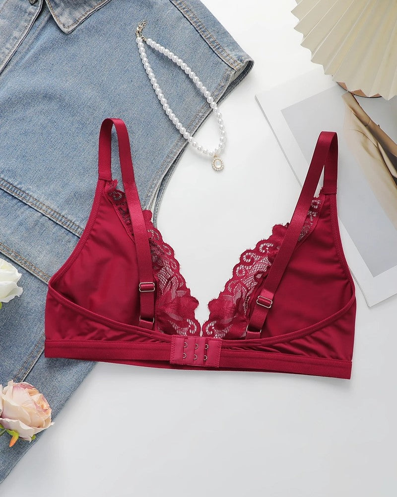 Lace Trim Soft Wireless Bralette